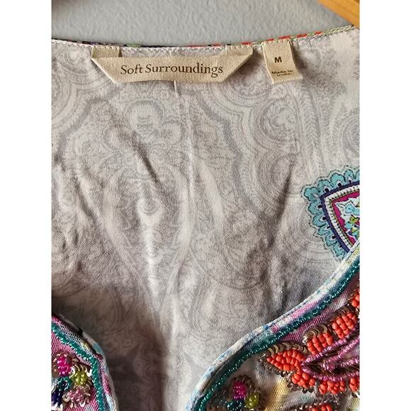 Soft Surroundings Florent embellished beaded top tunic sz medium new WT344 - Picture 2 of 9